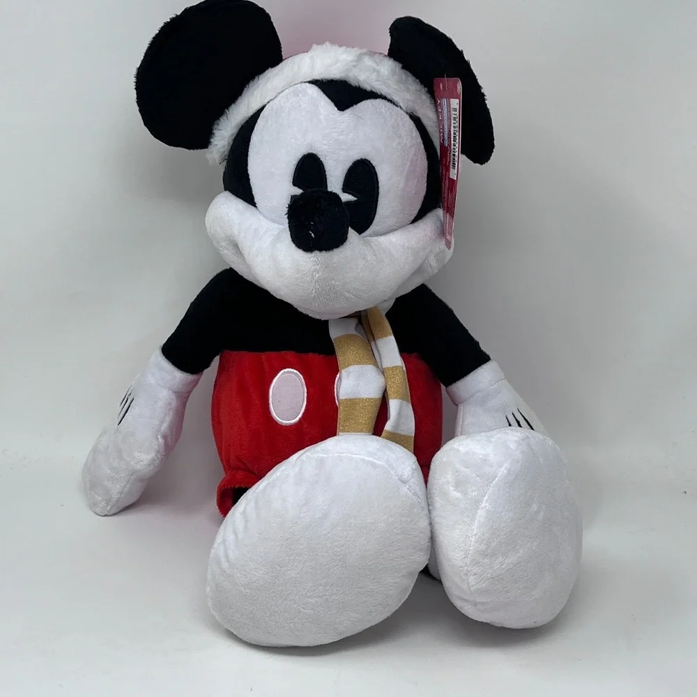 Disney Just Play Mickey Minnie Christmas Plush Set Gold White Scarves 20